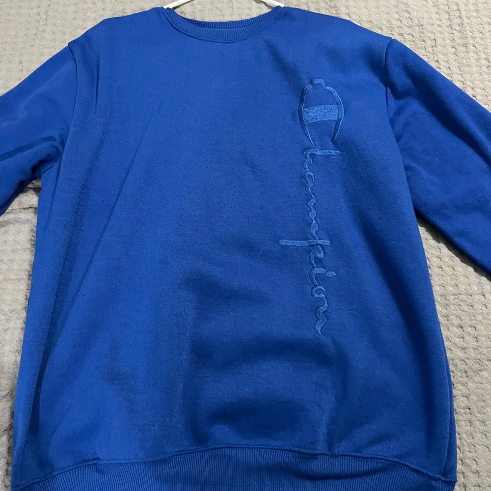 Champion Blue Crewneck Sweater Classic Knit